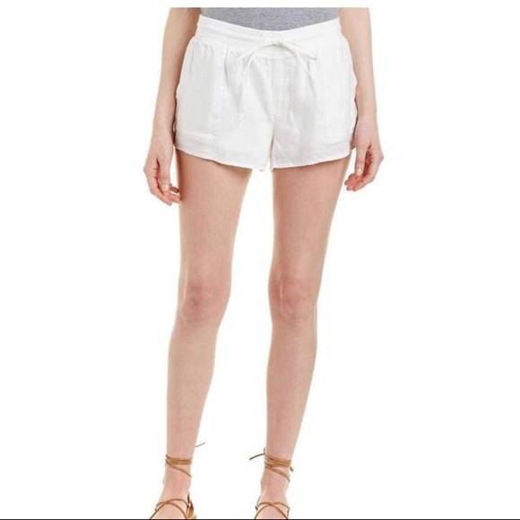 high waisted white linen shorts